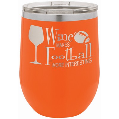 12 Oz. Orange Polar Camel Vacuum Insulated Stemless Wine Tumbler w/Lid